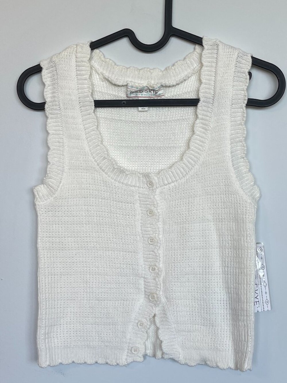NWT WILD SKYE KNIT BUTTON DOWN VEST IN CREAM SIZE XS